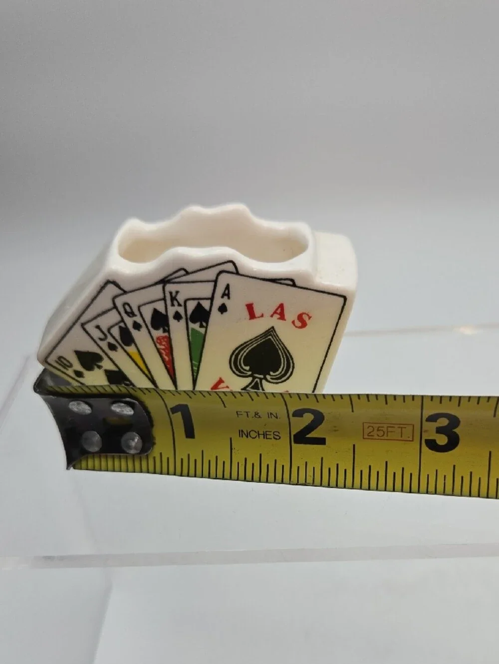 Vintage Las Vegas Poker Hand Mini Ceramic Ashtray Casino Souvenir Tobacciana